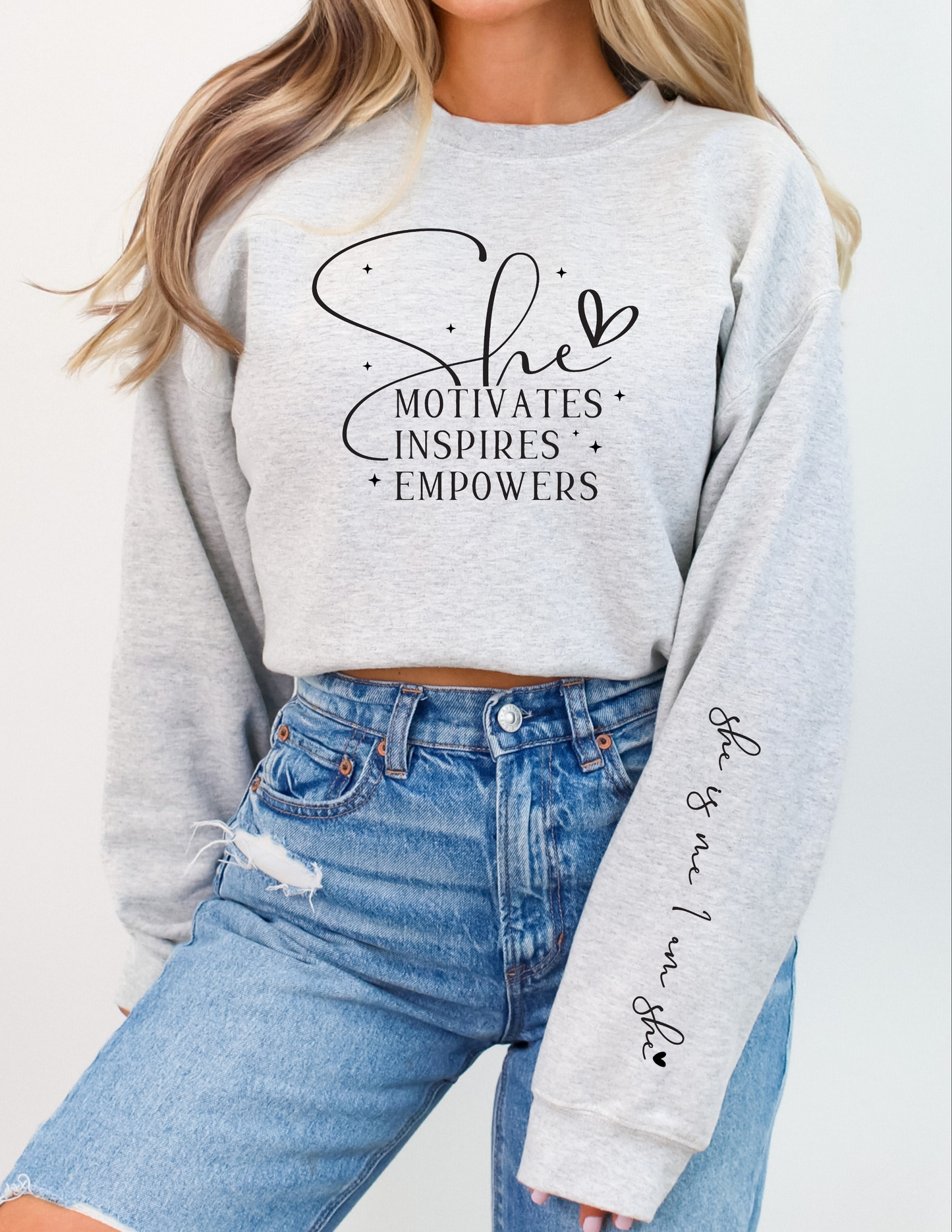 She Motivates Inspires & Empowers w/Sleeve Option DTF Transfer