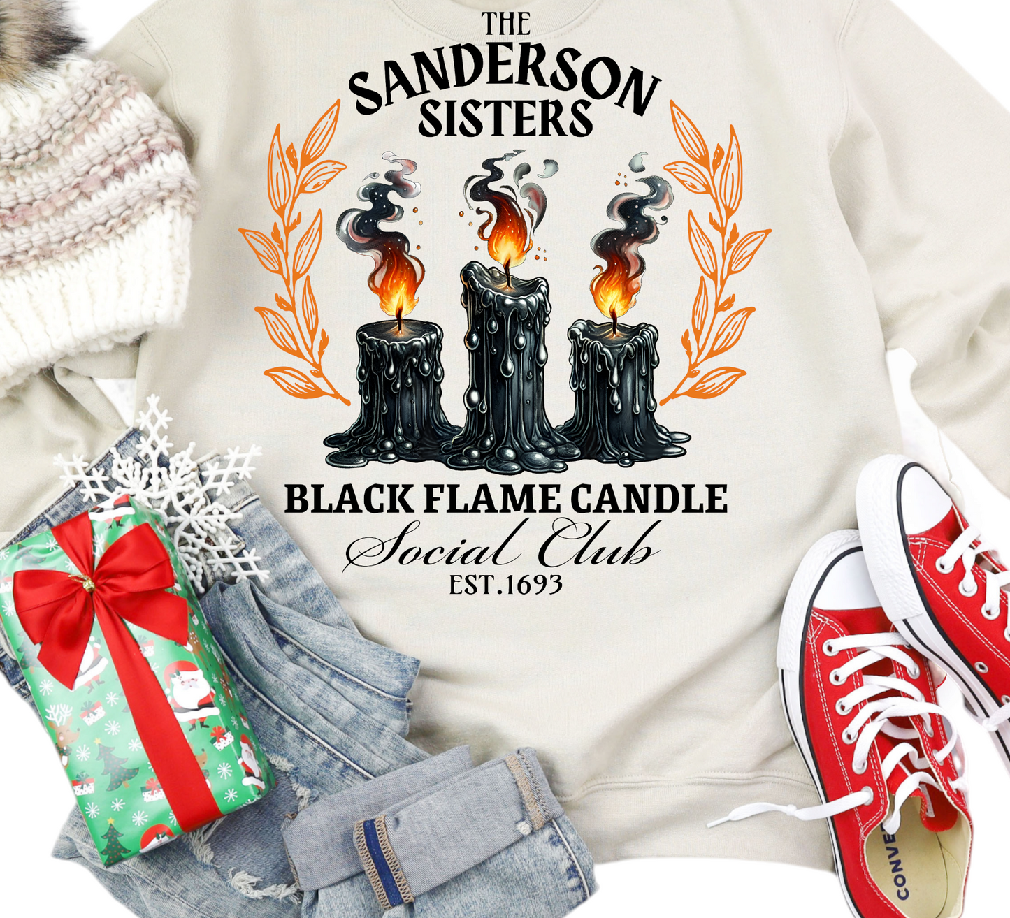 Sanderson Sisters Black Flame Candle DTF Transfer